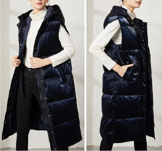 Slim Fit Warm Simple Coat Down Vest Ladies Casual Waistcoat Female Sleeveless Long Jacket Women&prime;s Vest