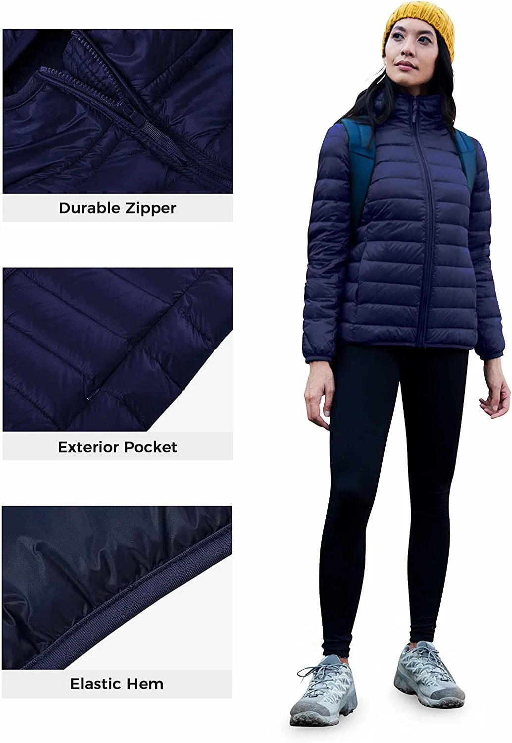 Women&prime;s Hooded Packable Ultra Light Weight Short Down Jacket