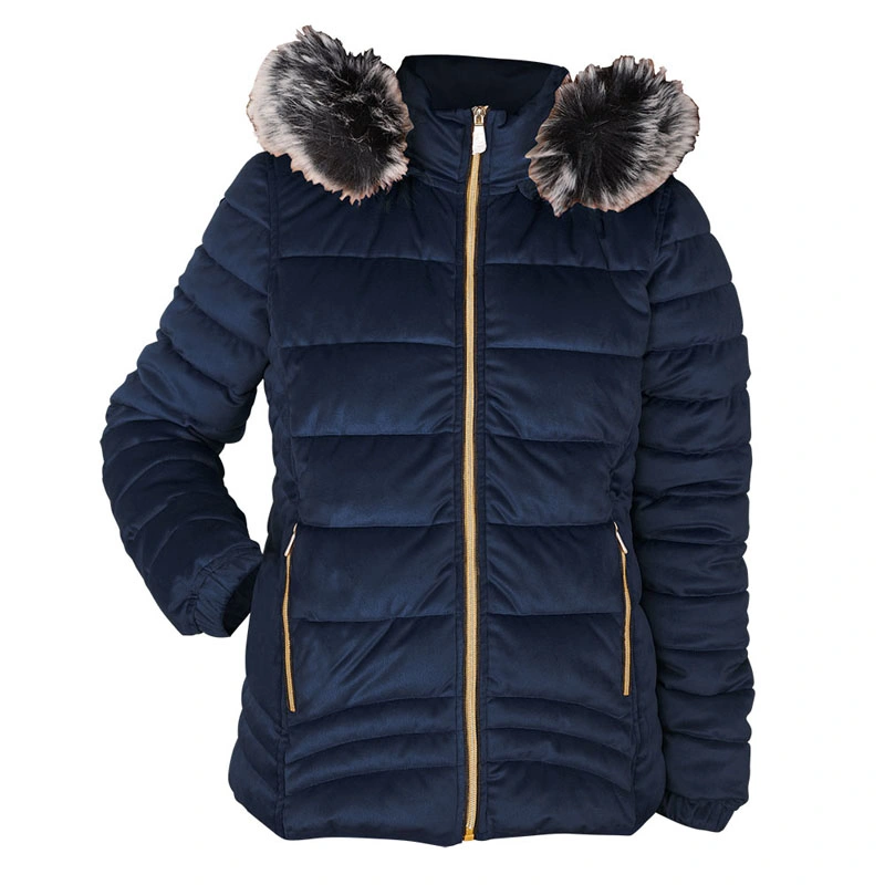 Black Velvet Women Hooded Down Jacket