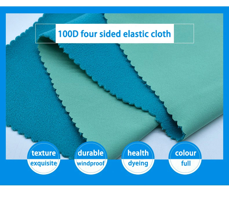 Customized 4 Sided Elastic Laminated 100d Plush Windproof Warm Clothing Polyester Fabric Velvet Polar Fleece