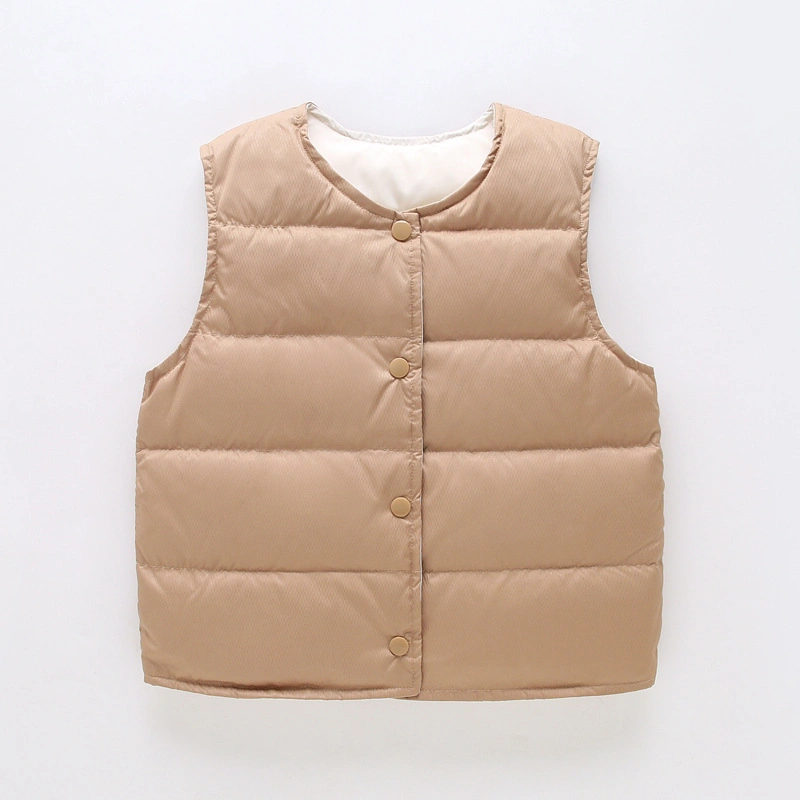 Autumn and Winter Boys and Girls Down Vest Warm Collarless Vest Jacket