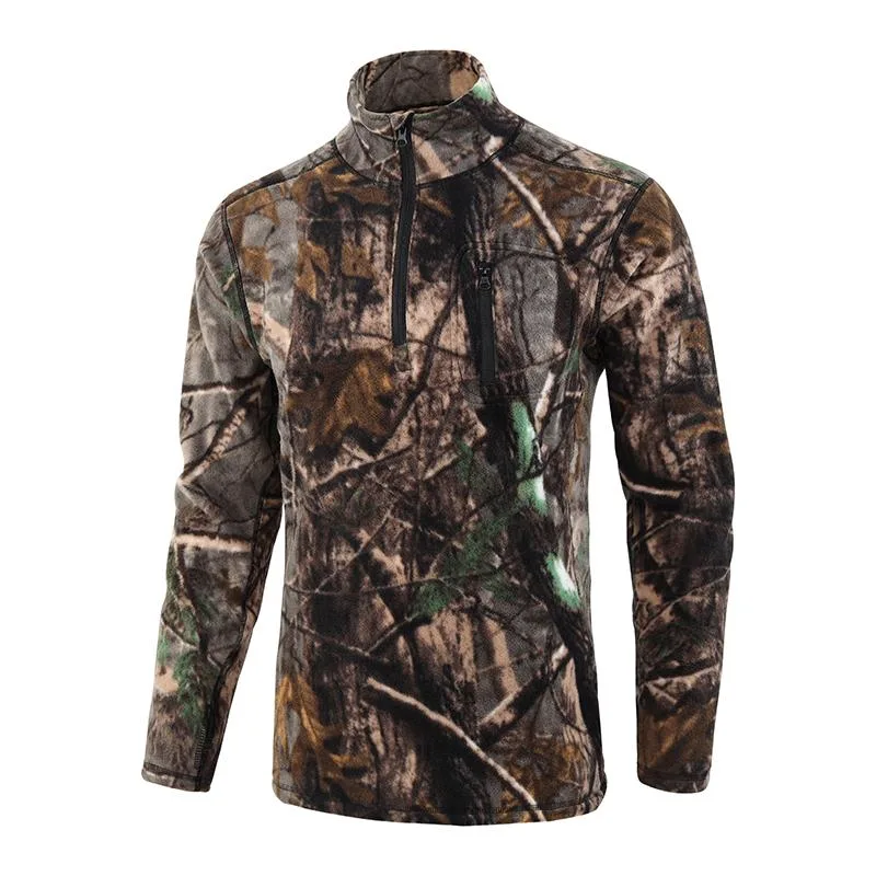 Tree Camo Custom Men Knitted Fleece Jacket Polyester Winter Fleece Lining Trucker Mens Polar Fleece Coat