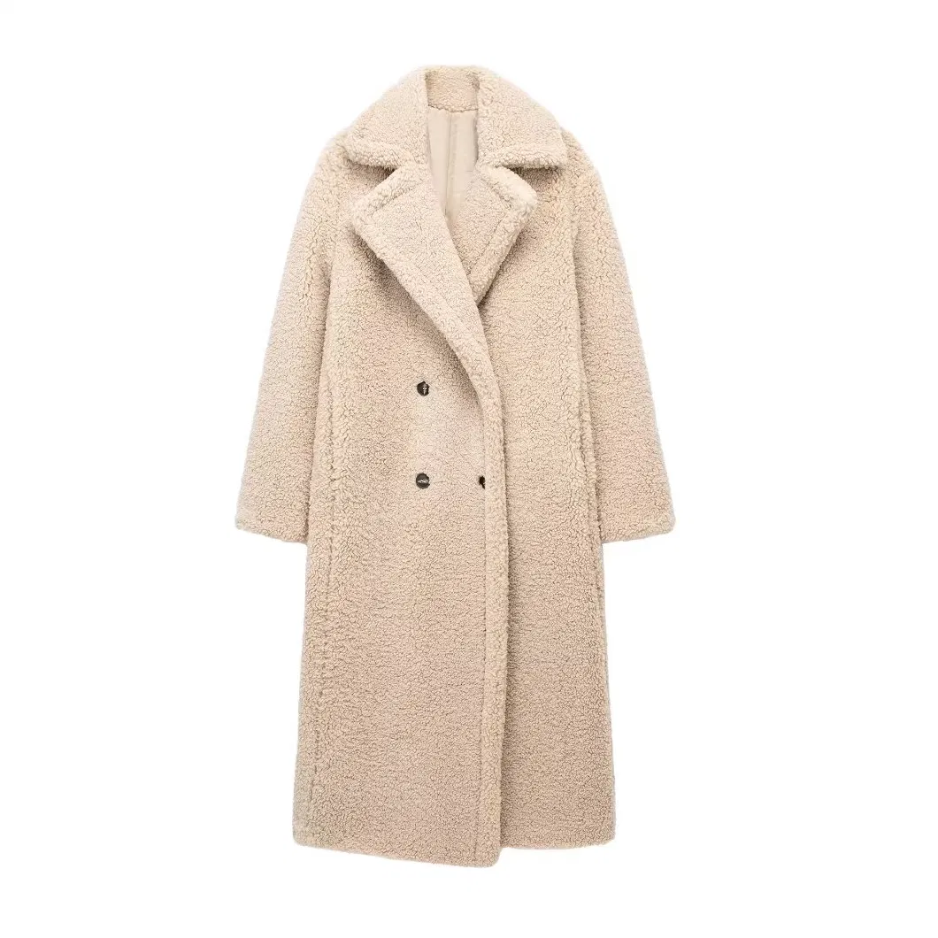 2024 Winter New Women&prime;s Clothing Fashionable Fleece Warm Extra Long Coat