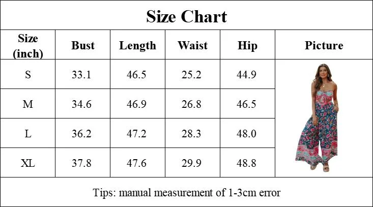 Women Bohemian One Piece Hollow out Backless Floral Wide Leg Jumpsuits Romper Women Pants