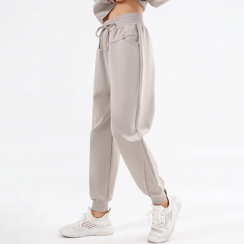 Blank Straight Wide Leg Flared Sweatpants Women&prime;s Cotton Joggers Sports Pants