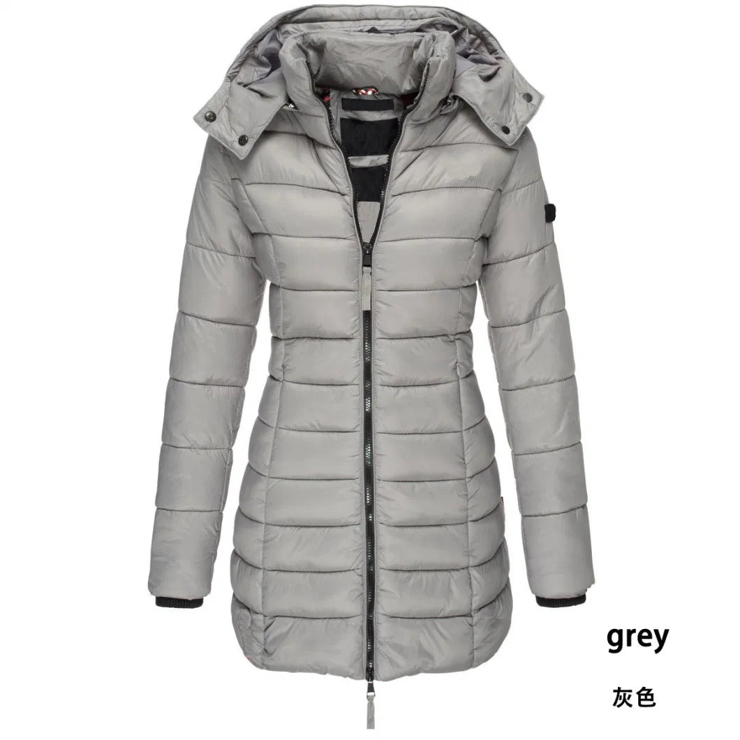 Cheap Fashionable Long Warm Winter Hooded Zipper Down Jackets for Women 2022