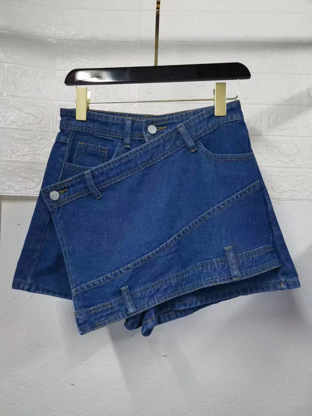 Large Size Women&prime;s A-Line High Waist Irregular Wide Leg Pants Women&prime;s Summer Slimming Denim Skirt Pants Shorts