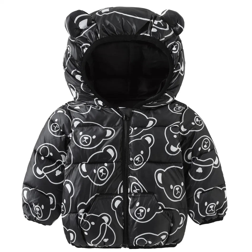 Asiapo China Factory Kids Boys Girls Winter Lightweight Durable Lovely Active Padded Puffer Jacket with Bear Hood