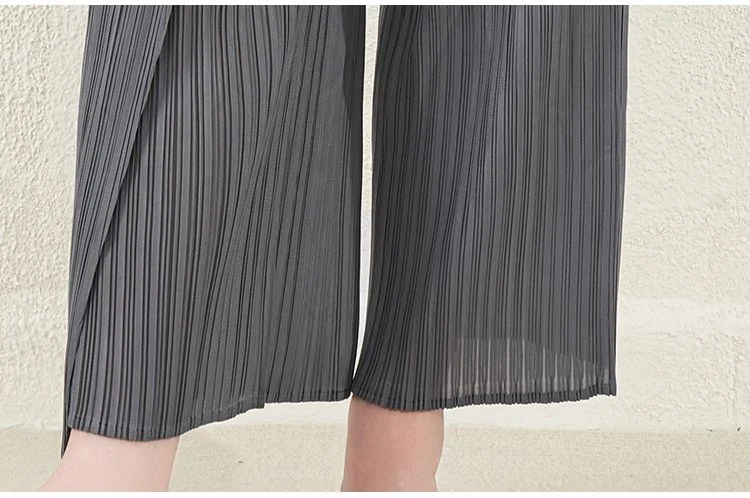 Straight Pleated Wide-Leg Pants for Women Spring and Summer Thin High-Waisted Nine-Point Casual Pants