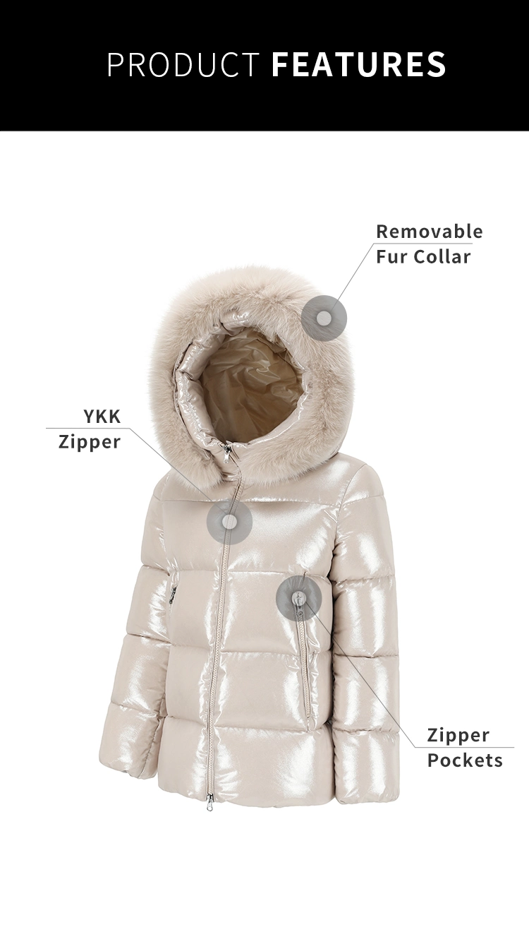 Down Jacket Duck Removable Coat Ultralight Woman Down Jacket with Hood