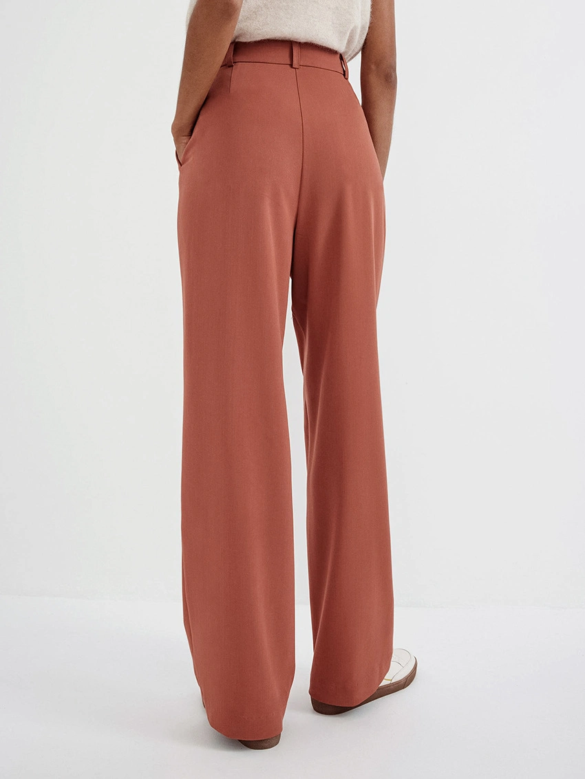 High Waisted Wide Straight Leg Casual Commuter Suit Pants for Women