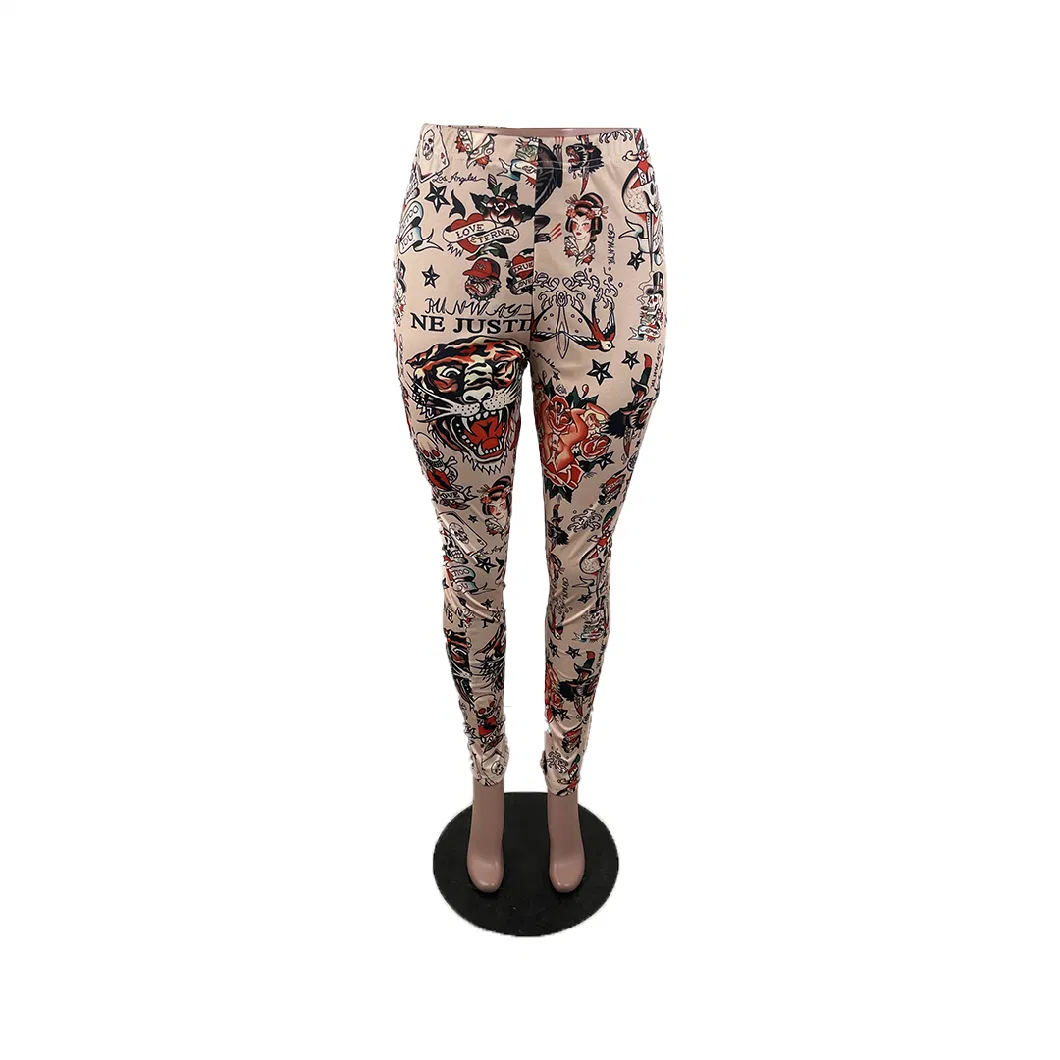 L99460 Women&prime;s Latest Cheap Casual Print Pant