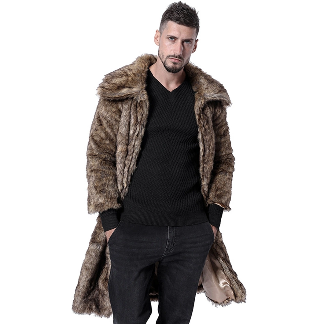 Eco-Friendly Men&prime;s Faux Fur Coat: European &amp; Us Style