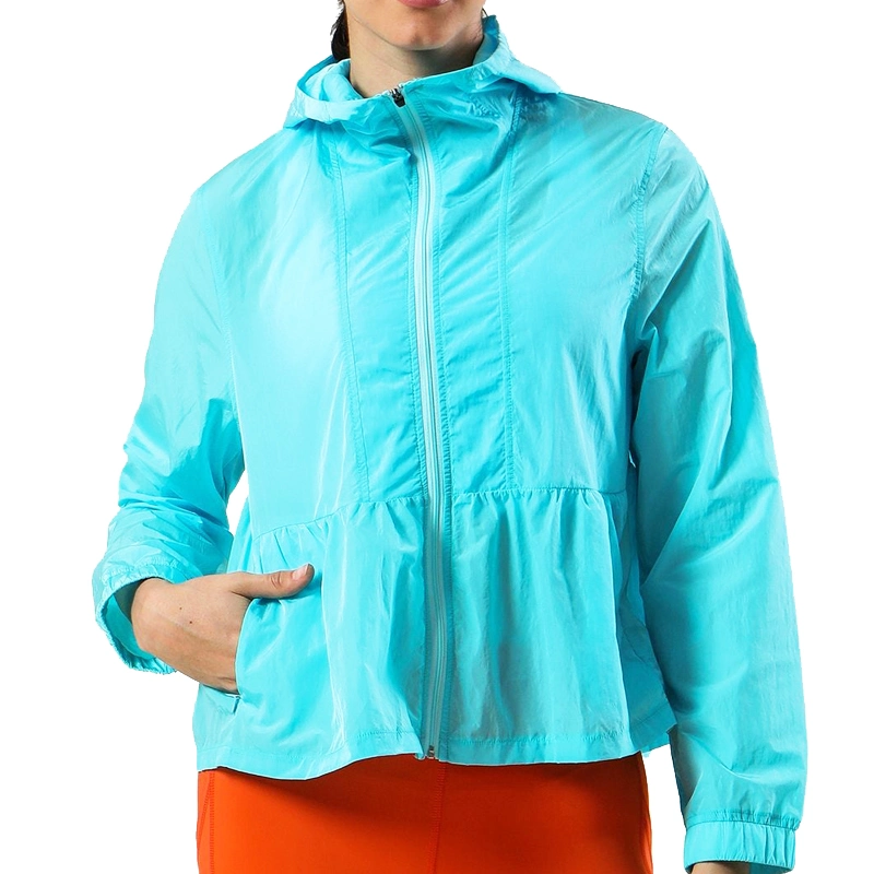 100%Polyester Gym Wear Sun Protection Women Full Zip up Track Sports Jackets