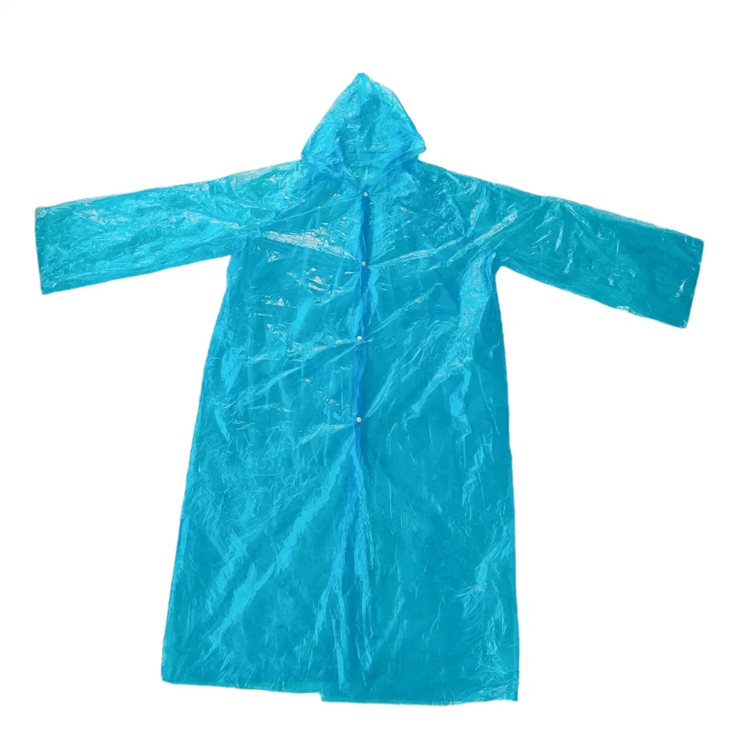 Unisex Pocket Portable PE Rain Coat Poncho Rainwear for Promotion