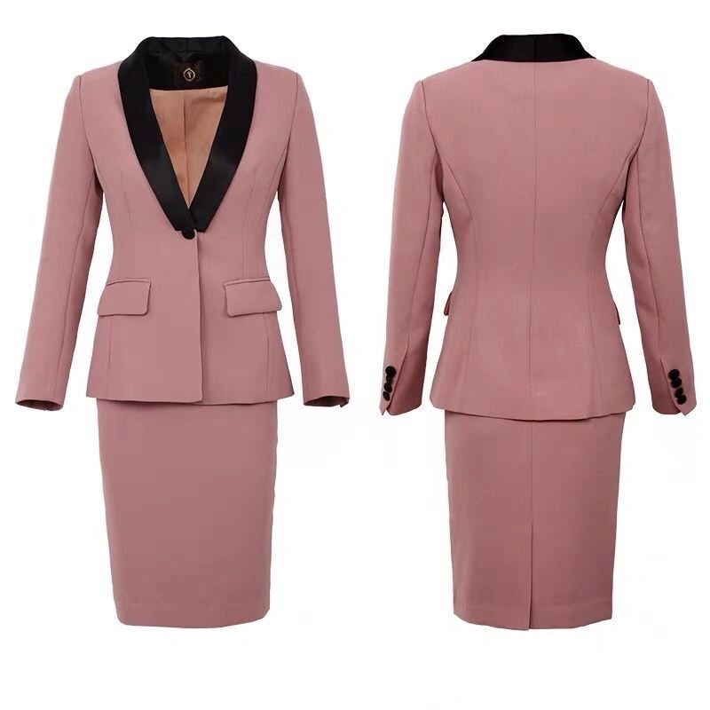 Women&prime;s Suit Long Sleeve Formal Notch Lapel Button Down Blazer Pockets Jacket