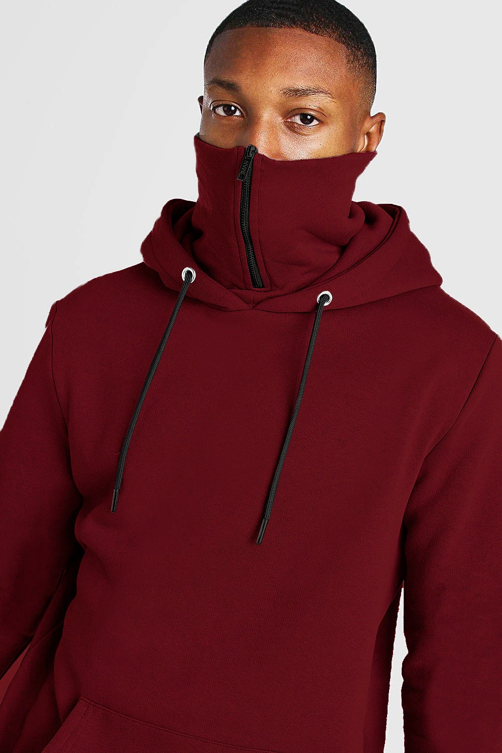 Wholesale Plain Printed Fleece Pullover with Face Masked Hoodie for Men