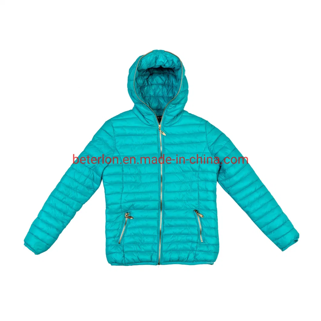 Women&prime;s Winter Light Weight Hood Duck Down Jacket