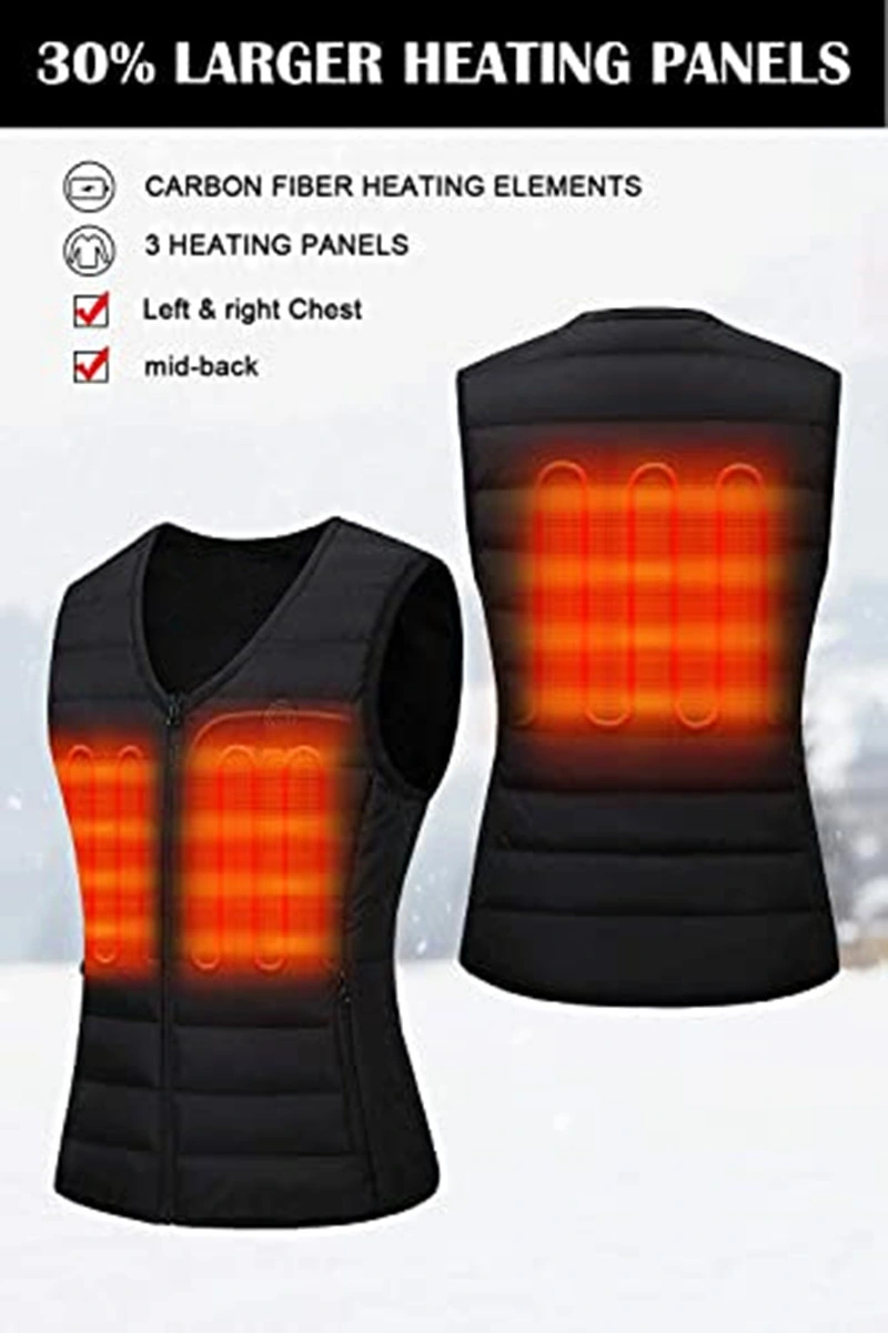 Womens Padded Sleeveless Adjustable Temperature Heated Vest Lightweight Insulated Electric Vest