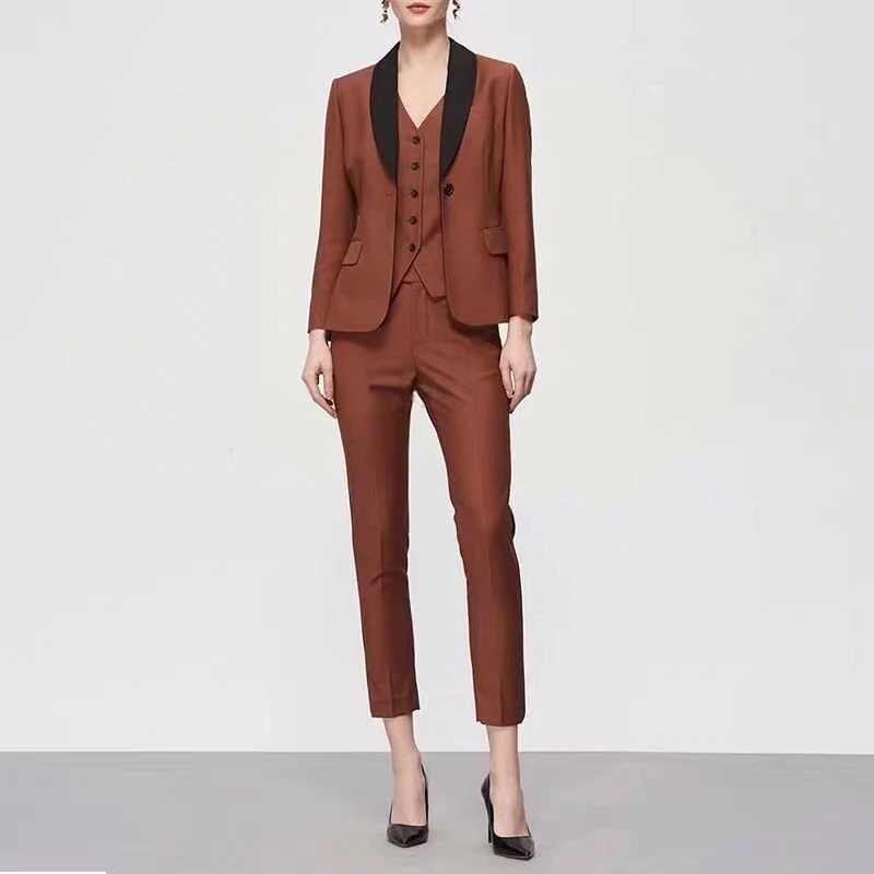 Women&prime;s Long Sleeve Formal Notch Lapel Button Down Blazer Pockets Jacket