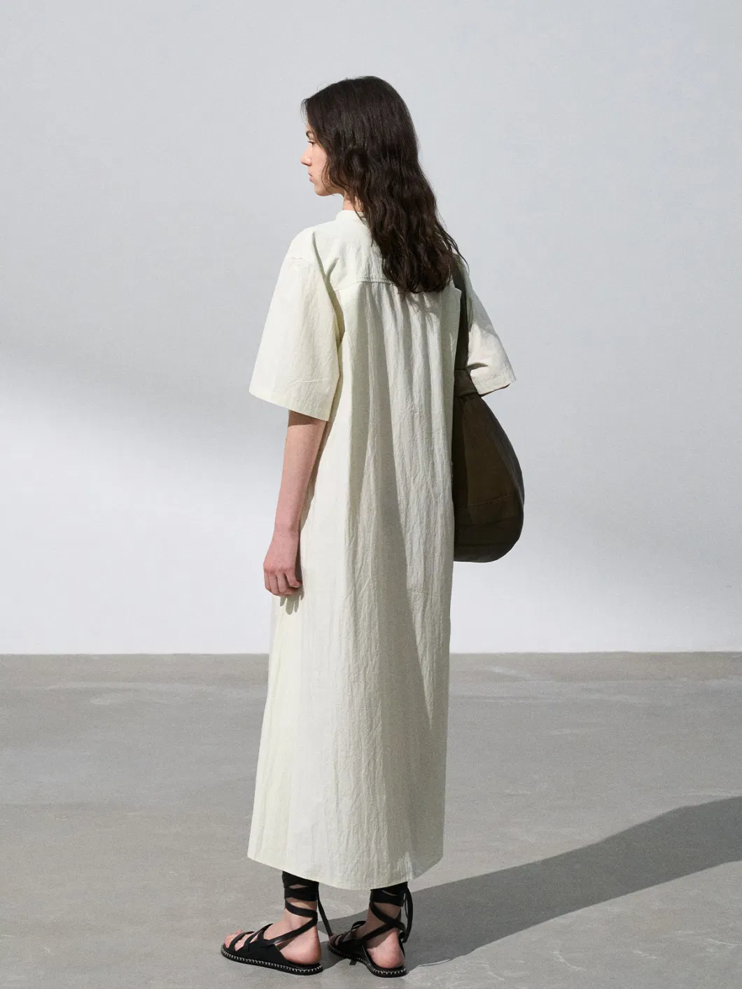 Long Shirt Dress with Oblique Placket, Summer Classic Commuting, Versatile and Elegant Long Skirt for Women