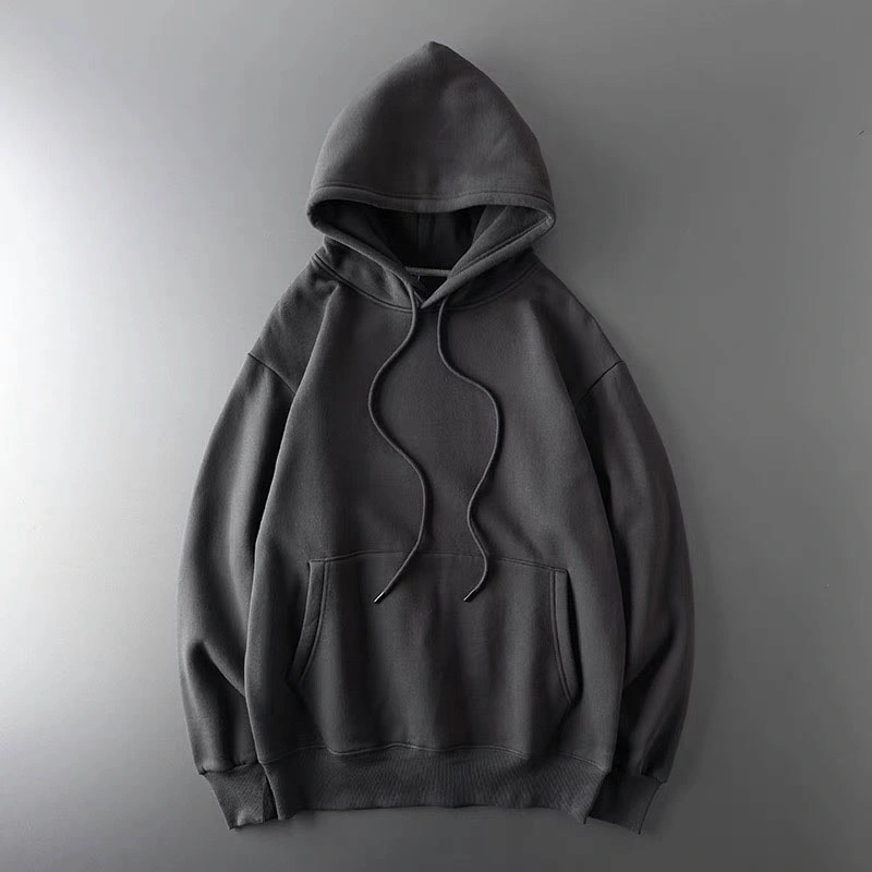 Wholesale Custom Logo Fleece Heavy Black Hoddies Blank High Quality Thick 100% Cotton Hoodie Men