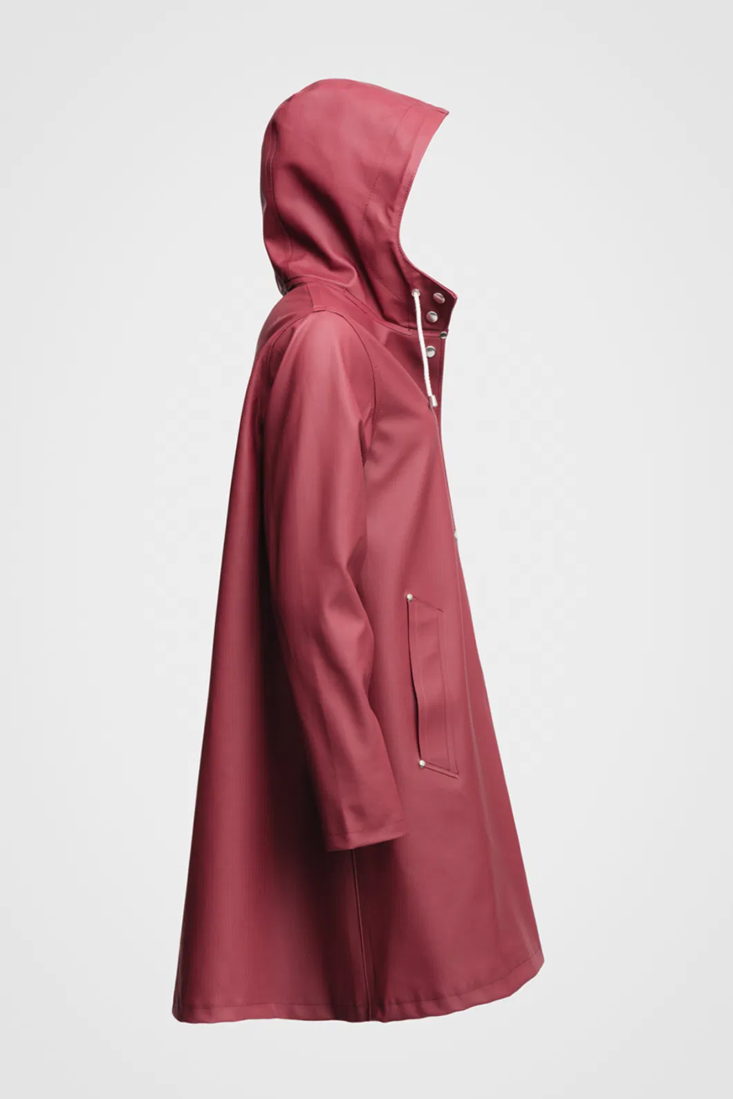 Woman&prime;s Polyurethane Outdoor Waterproof Raincoat with Hood Burgandy