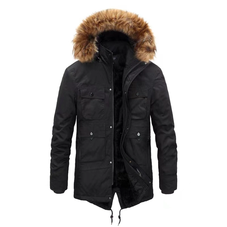 Quilt Padding Jacket with Fake Fur on Hood Edge