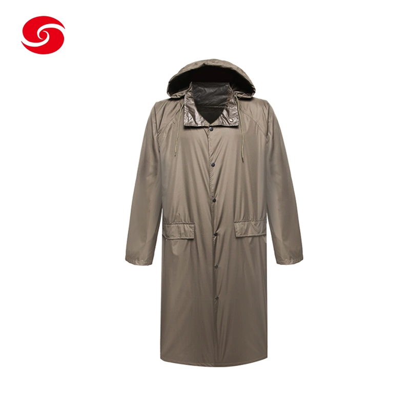 Olive Green Color Men&prime; S Long Rain Coat for out Door