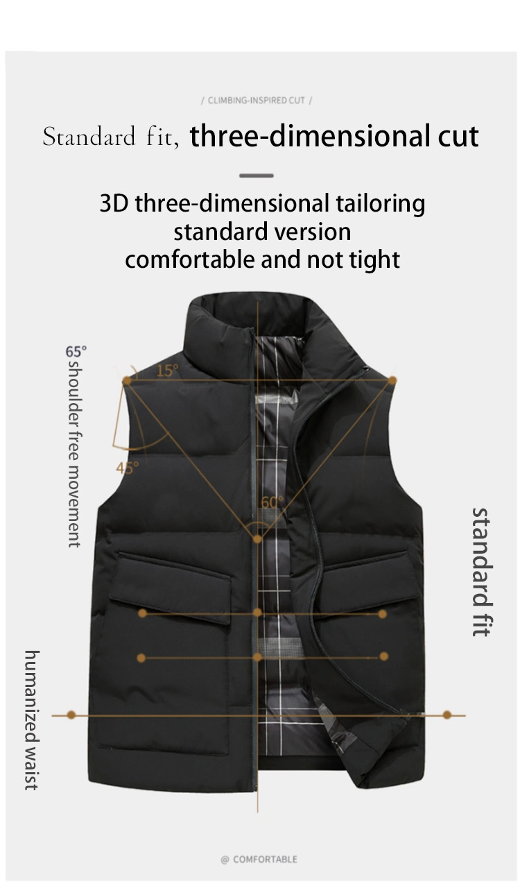 Custom Logo Stand Collar Waterproof Puffy Down Jacket Vest