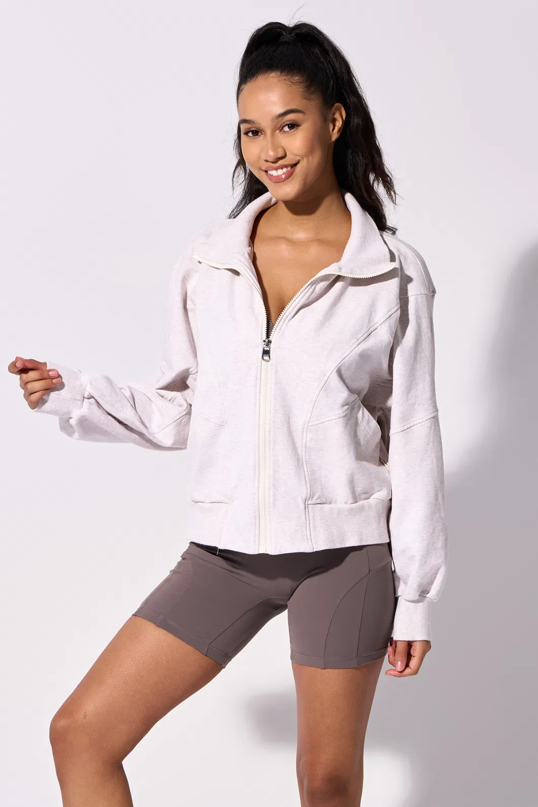 OEM/ODM Front Zipper Fashion Casual Women Sports Jacket for Sports Active Wear