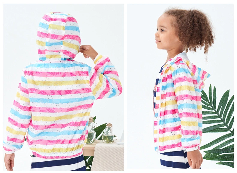 Men and Girls with Light Coat Printed Striped Stripes Outdoor Sunscreen Jacket