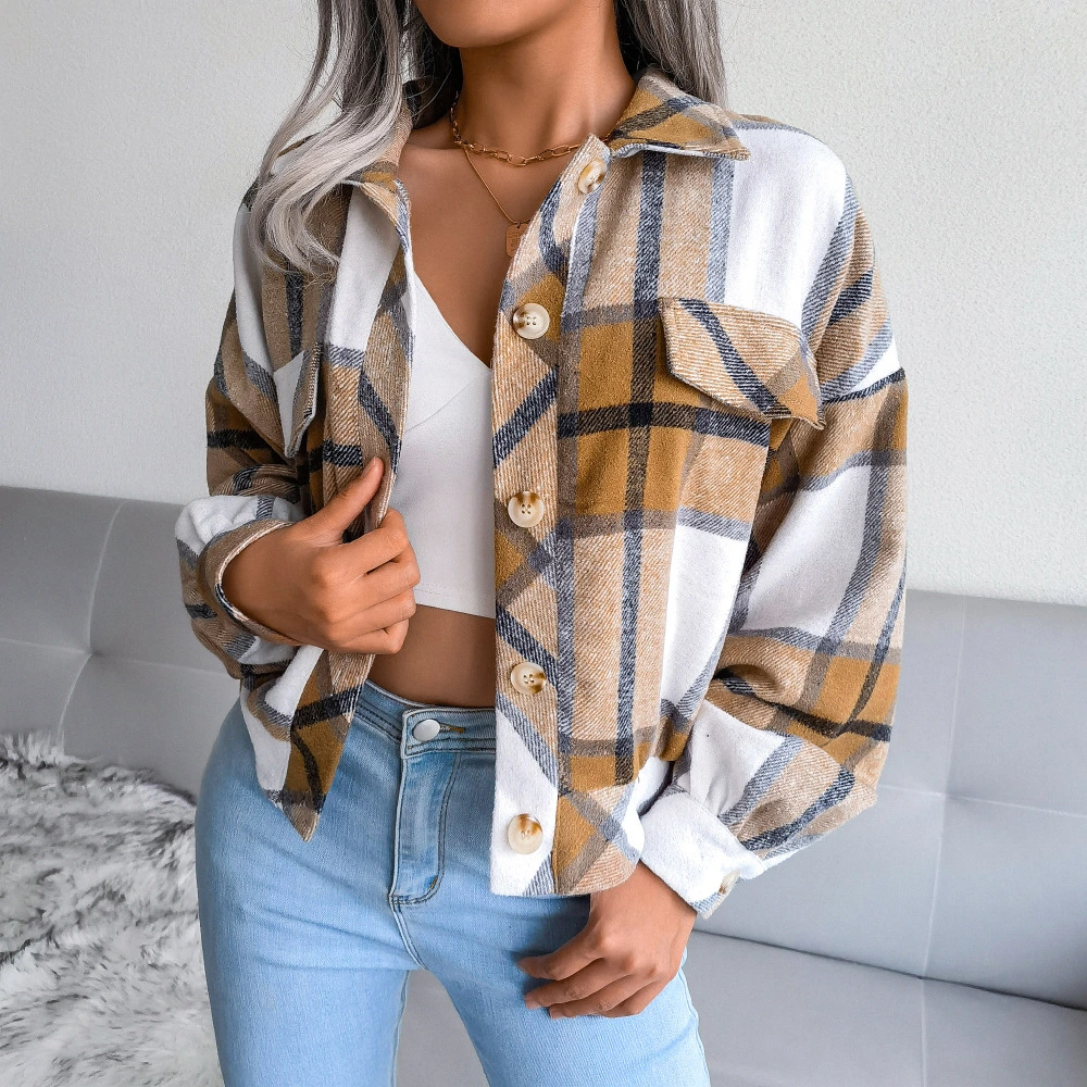 Woman Joint Turn-Down Collar Casual Short Jacket