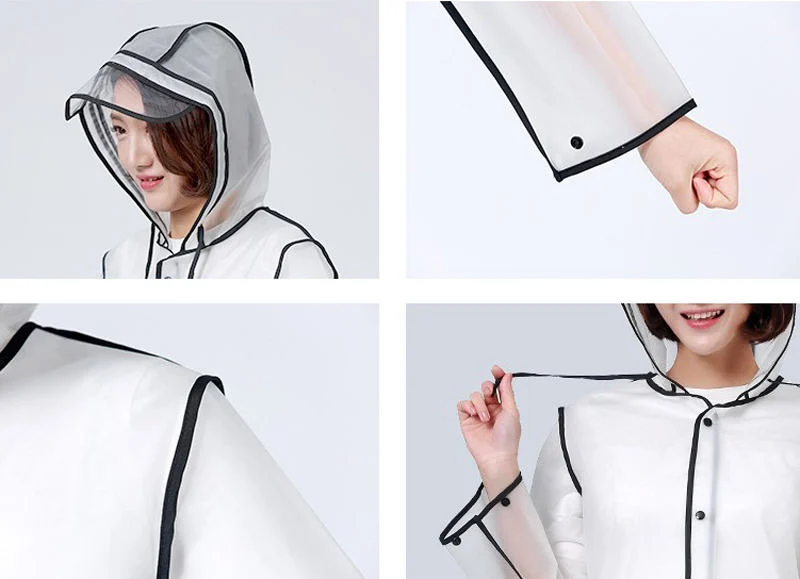 Wholesale Fashion PVC Adult Rain Coat Women Plastic Clear Raincoat