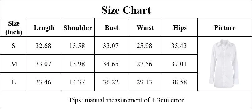 Women Fashion Fitted Dresses Slim Sexy Mini Polo Collar Long Sleeve High Waist White Shirt Dress