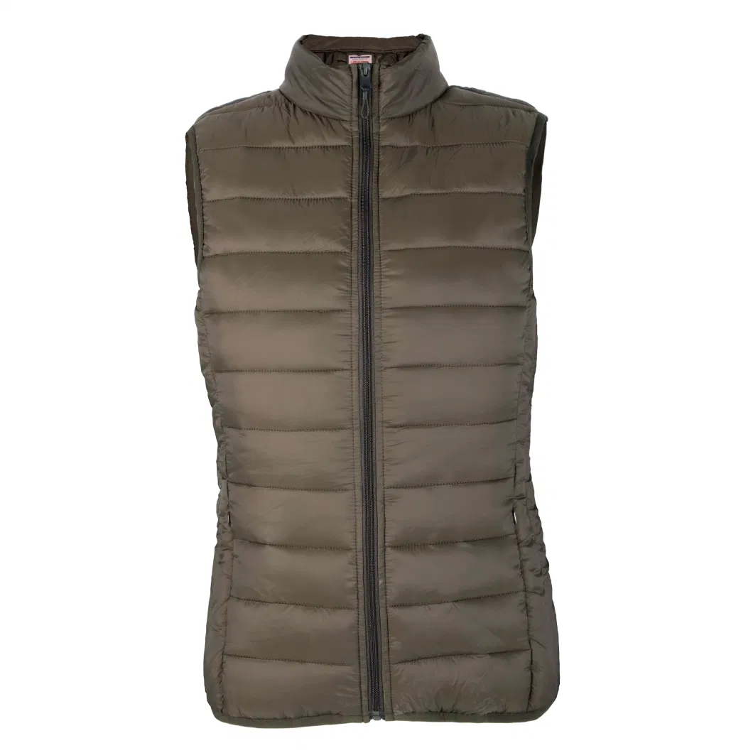 Women&prime;s Ultra Light Packable Full Zip Solid Puffer Vest Customize Logo Wholesale