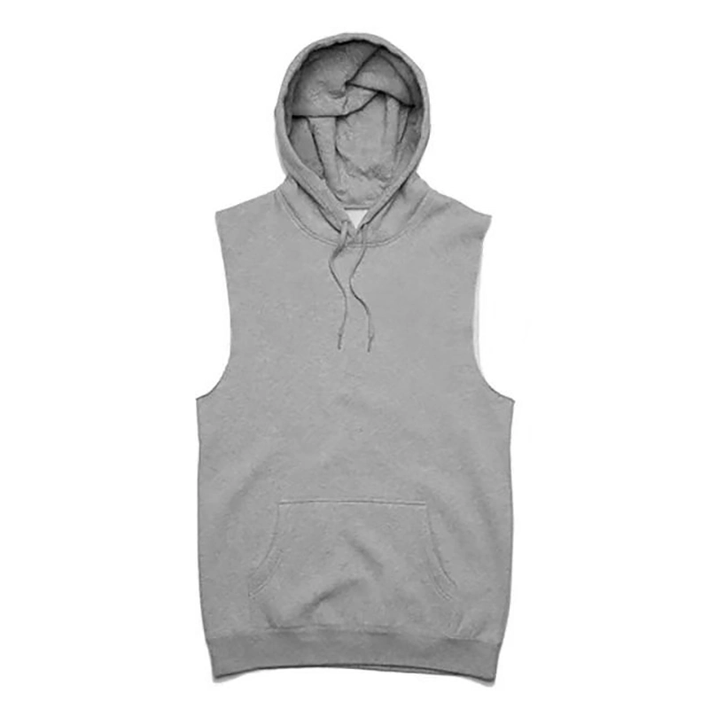 Cheap Wholesale Pull Over Custom Print Embroidery Private Label 320 GSM Fashion Summer Mens Blank Sleeveless Hoodie Shirt Men