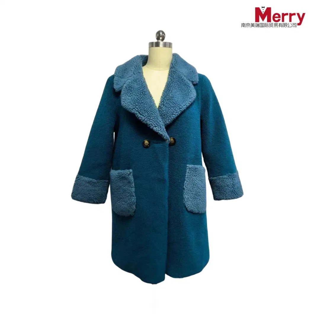 Winter Fashion Clothing Outer Wear Women Faux Fur Coat with Printing