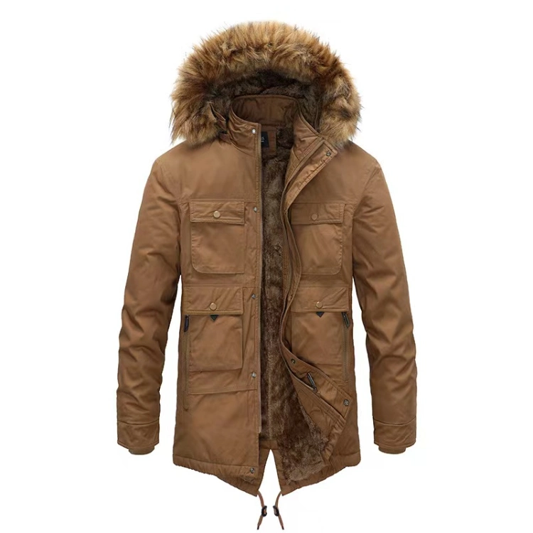 Quilt Padding Jacket with Fake Fur on Hood Edge