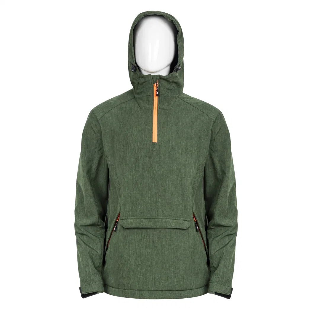 Men&prime; S Melange Softshell Jacket Pullover Hood