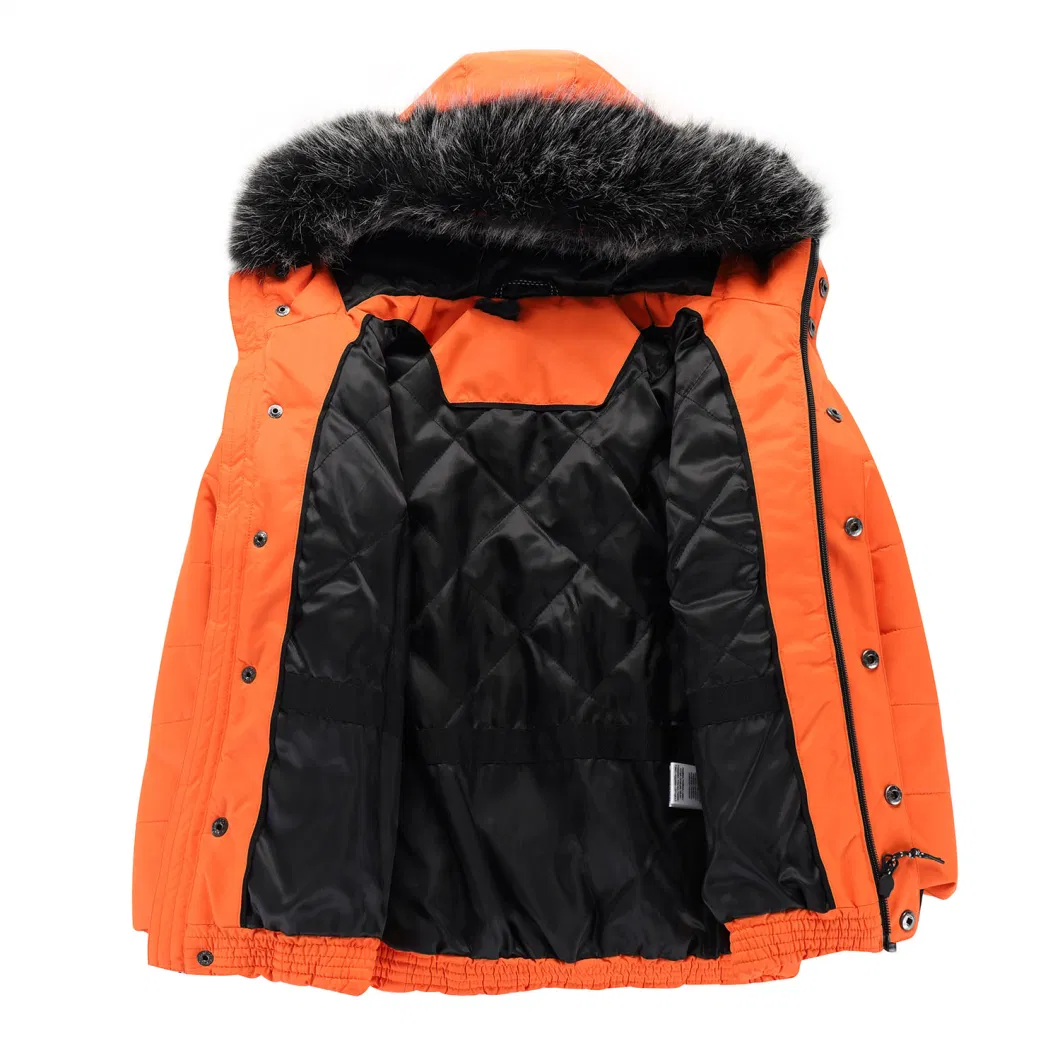 Outdoor Ski Jacket for Children with Oversized Hood and Faux Fur