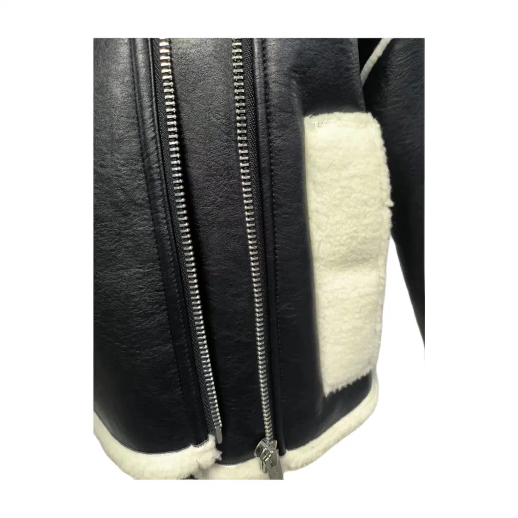 Women&prime;s Fashion Clothing Leather Fur Jacket Winter Clothes PU Faux Leather Jacket