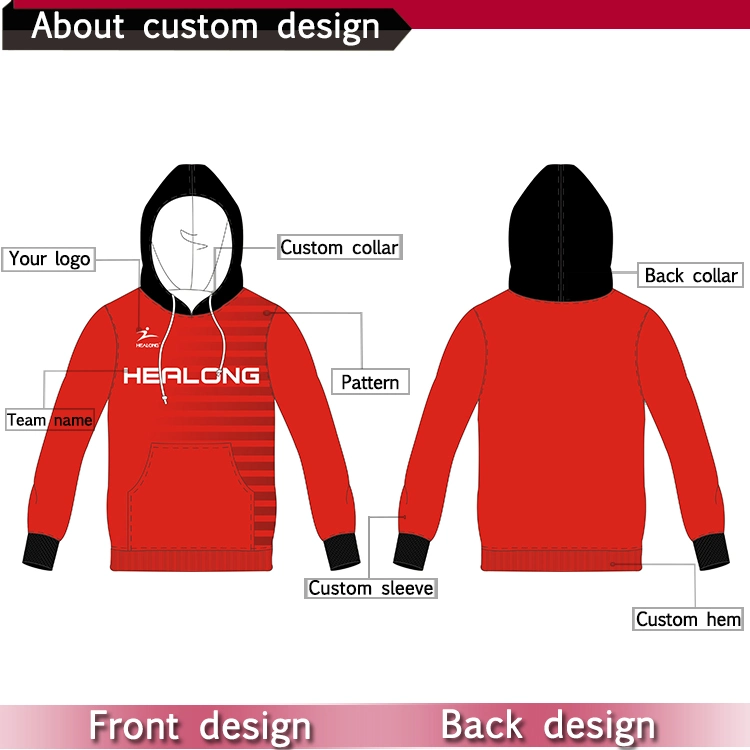 Healong Good Quality Pullover Hoody Casual Wear Wholesale Man Hoody Sportswear Custom Hoodie Sweatshirt