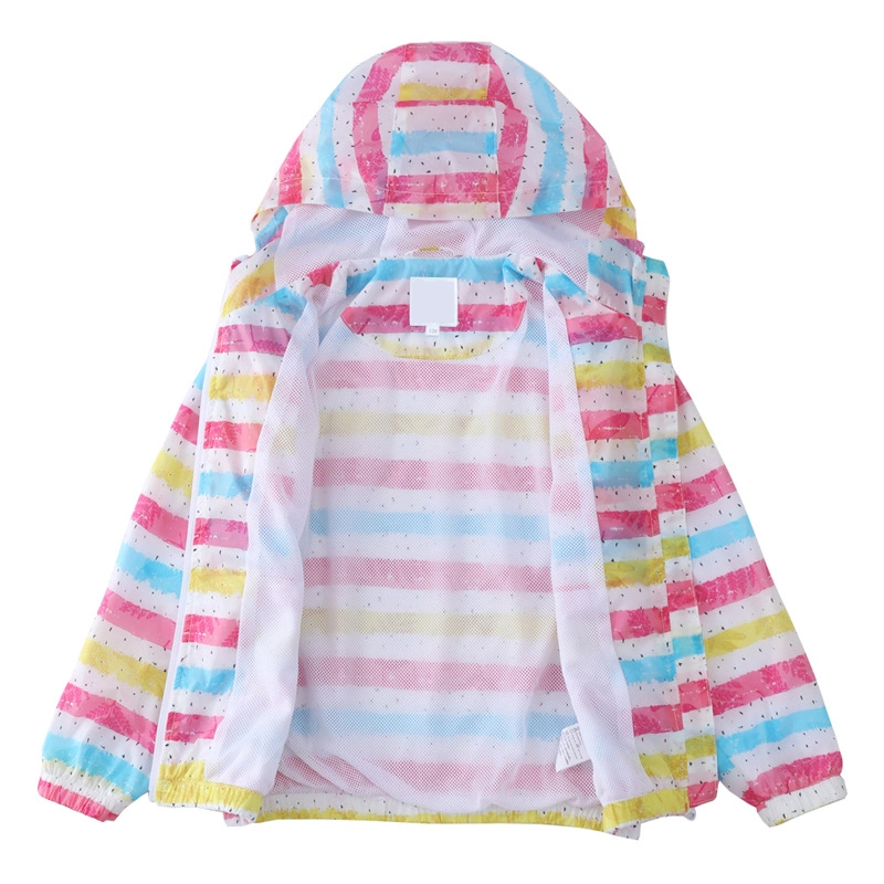 Men and Girls with Light Coat Printed Striped Stripes Outdoor Sunscreen Jacket