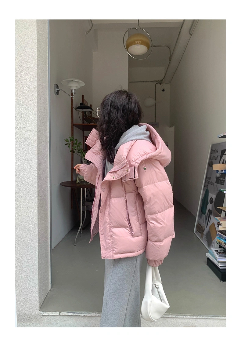 Winter New Hooded Warm Jacket Women&prime;s White-Duck-Down Short Down Jacket