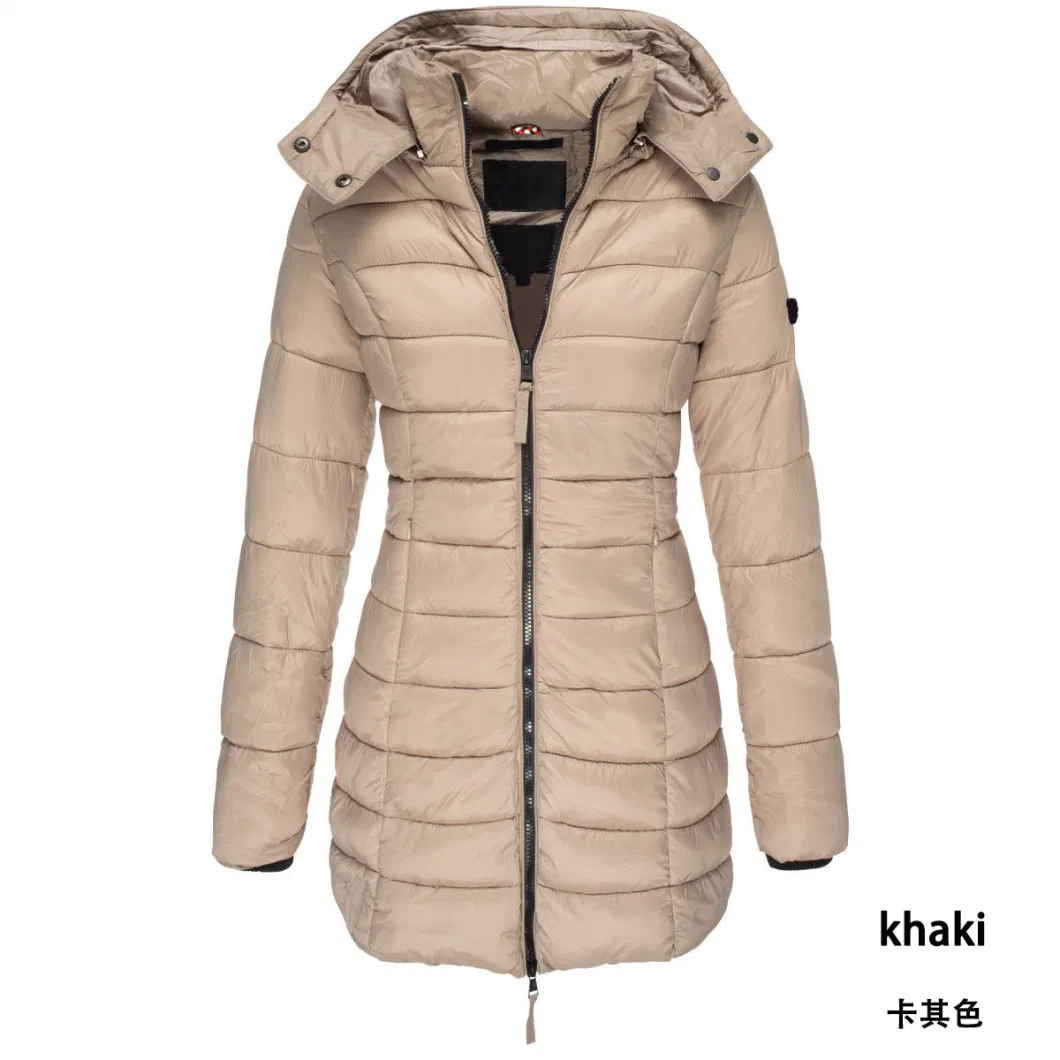 Cheap Fashionable Long Warm Winter Hooded Zipper Down Jackets for Women 2022