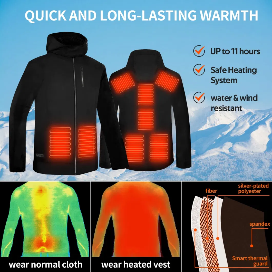 USB Heated Coat Heated Shell Jacket Electric Heating Jacket for Men Women