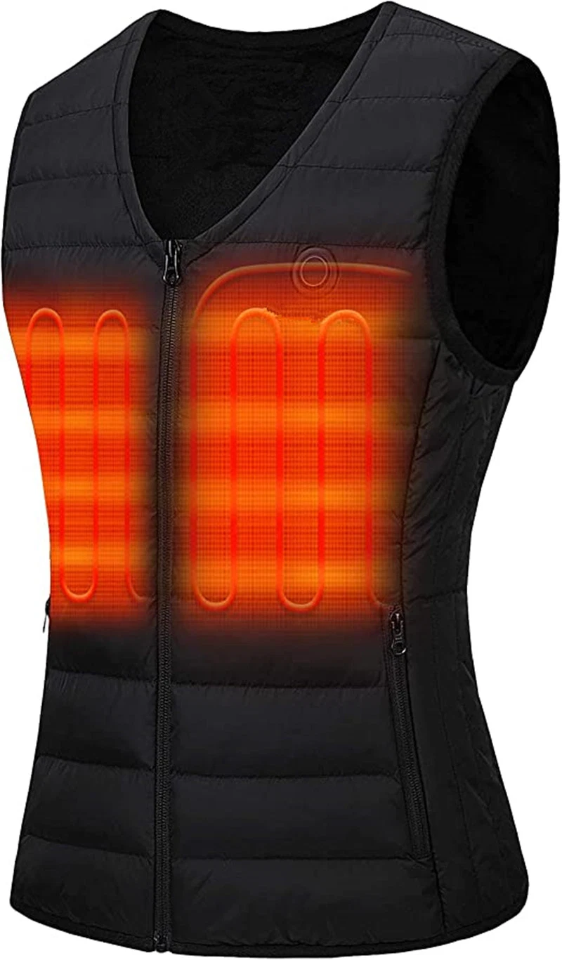 Womens Padded Sleeveless Adjustable Temperature Heated Vest Lightweight Insulated Electric Vest