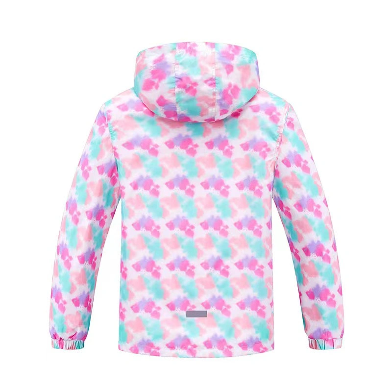 Colorful Hoodie Children Fleece Lined Windbreaker Breathable Outdoor Wear