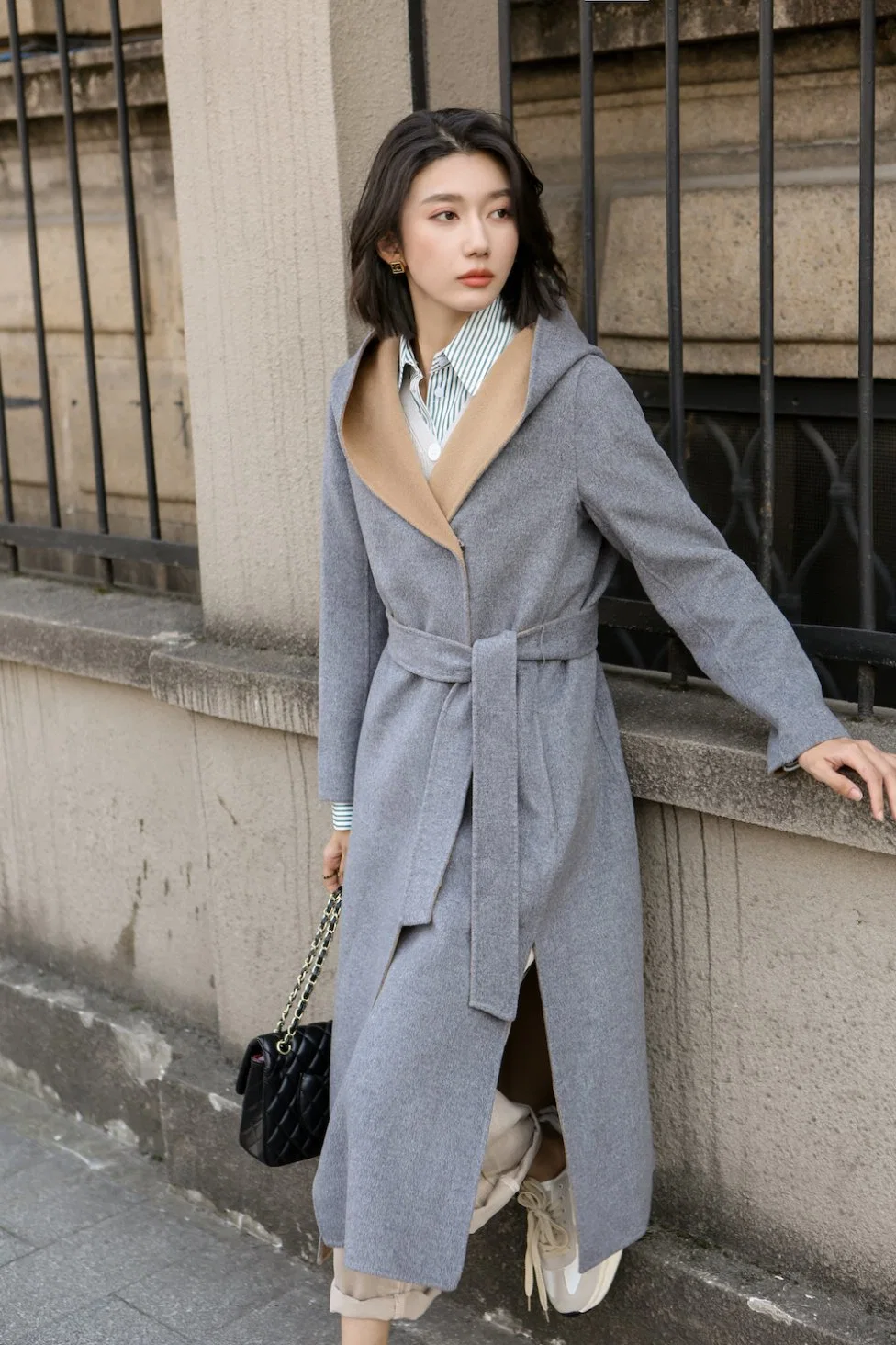 High Quality Ladies Woolen Long Trench Coat for Women